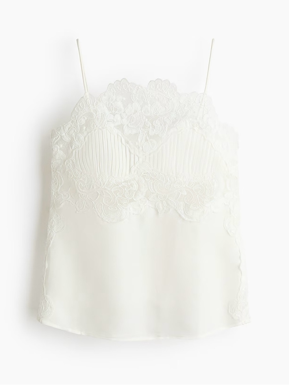 H&M STUDIO COLLECTION SPRING 2026 NWT WHITE LINEN-BLEND LACE-DETAIL TOP - Picture 8 of 13